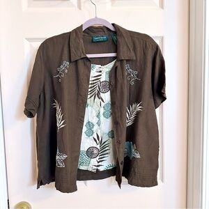 Brown Lemon Grass studio button up